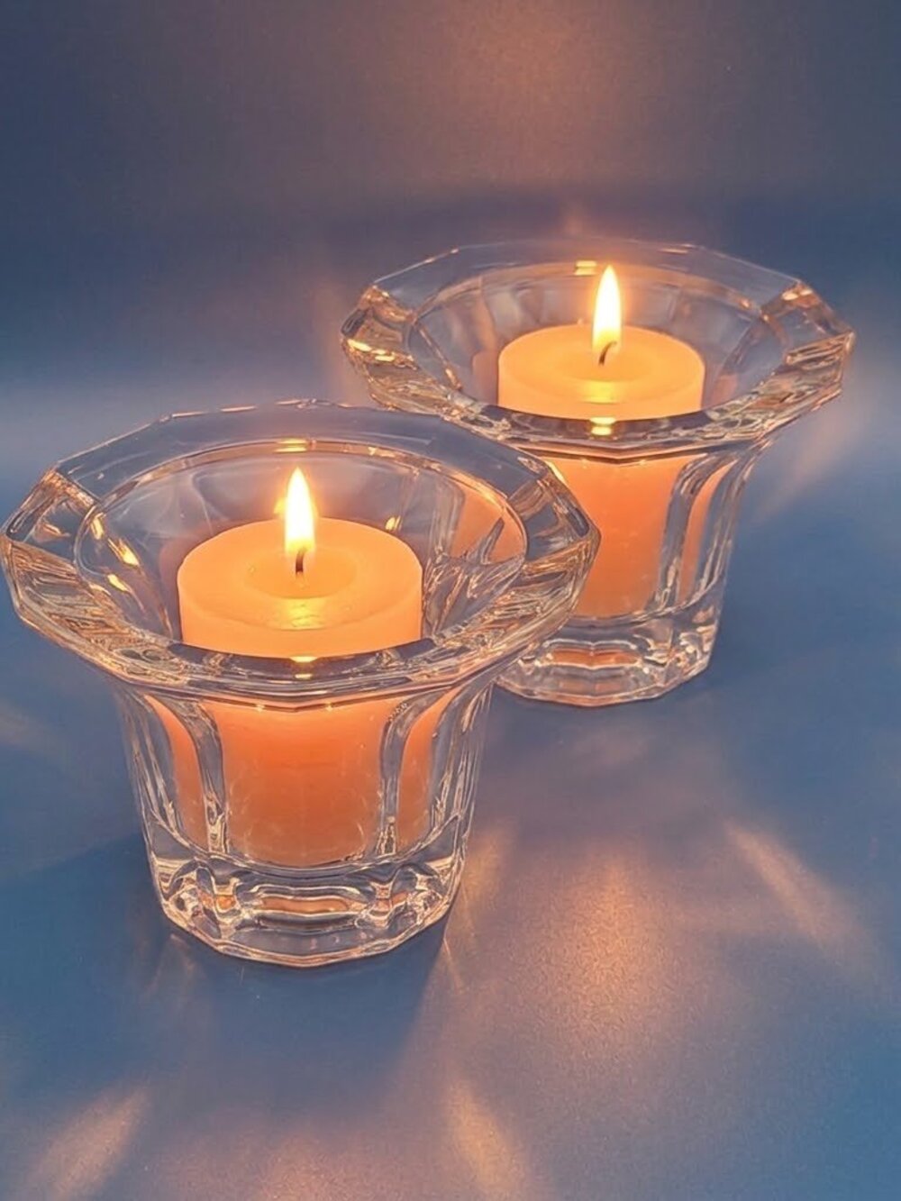 Unbranded 12 Sided Vintage Crystal Dodecagon Votives 4" Diam CANDLES NOT INCL